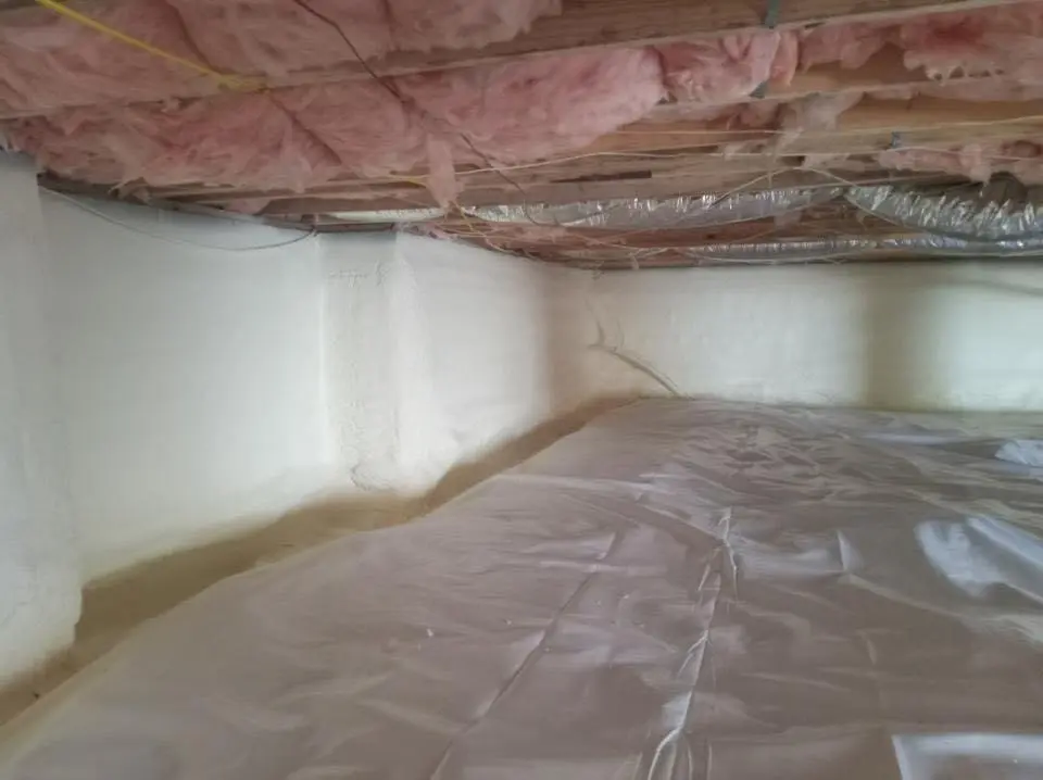 Crawl space encapsulation with closed-cell spray foam for Commercial Roof Restoration in Riverview